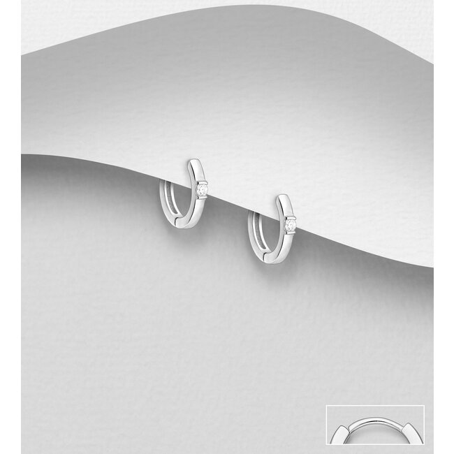 Sterling Sterling Classic Hoops with Cubic Zirconia