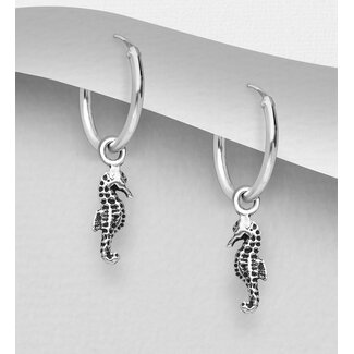 Sterling Sterling with Oxidized Seahorse Charm