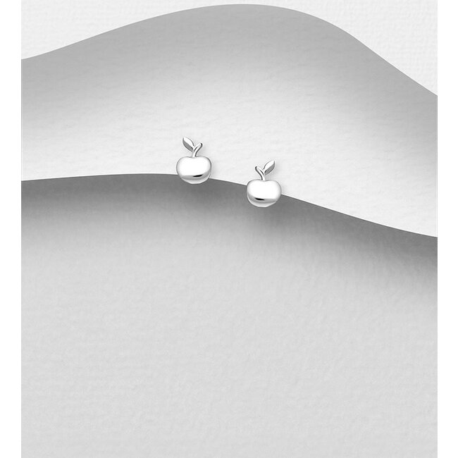 Sterling Sterling Silver Apple Studs
