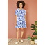 Yumi Mela Blue Leaf Print Tunic Skater Dress