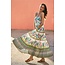 Yumi White Floral Block Print Tiered Maxi Sun Dress