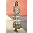 Yumi White Floral Block Print Tiered Maxi Sun Dress