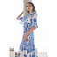 Yumi Blue Paisley Wrap Maxi Dress With 3/4 Sleeve