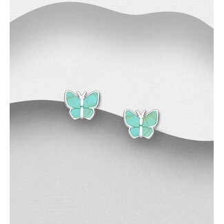 Sterling Sterling Silver Studs - Turquoise Butterfly
