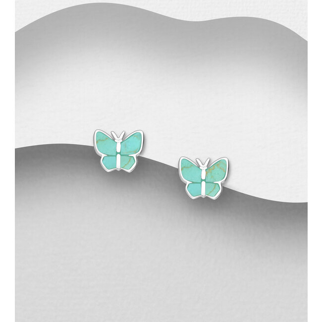 Sterling Sterling Silver Studs - Turquoise Butterfly