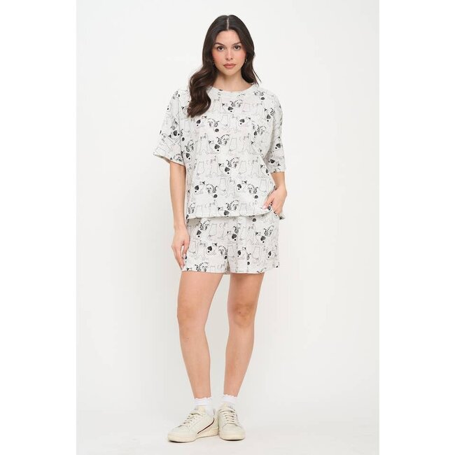 All Over Cat Print Relaxed Fit T-Shirt