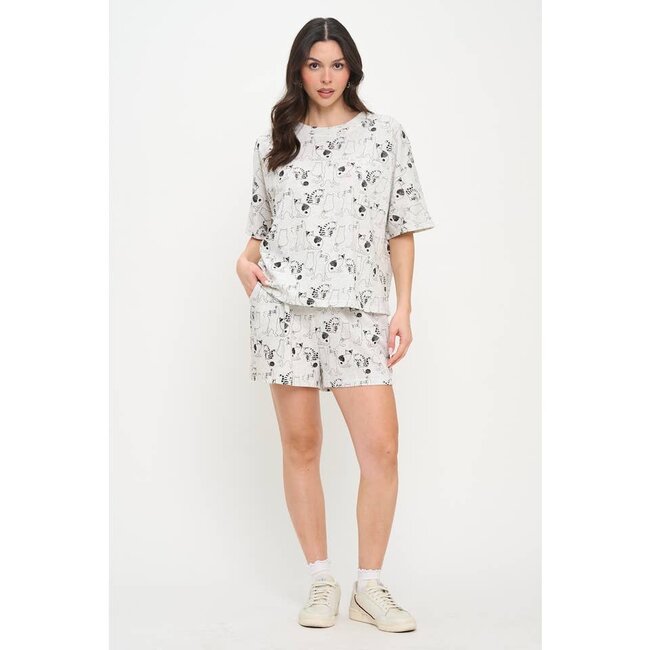 All Over Cat Print Relaxed Fit T-Shirt