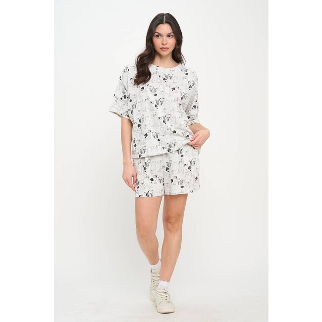 All Over Cat Print Relaxed Fit T-Shirt
