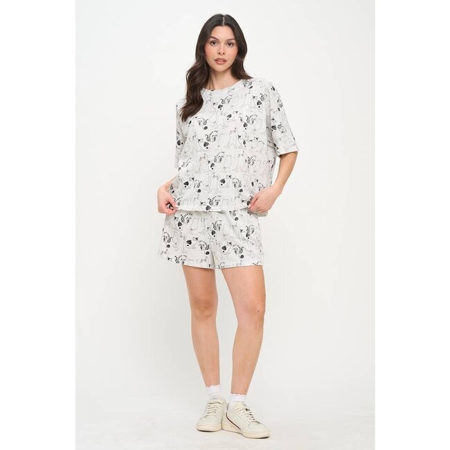 All Over Cat Print Relaxed Fit T-Shirt