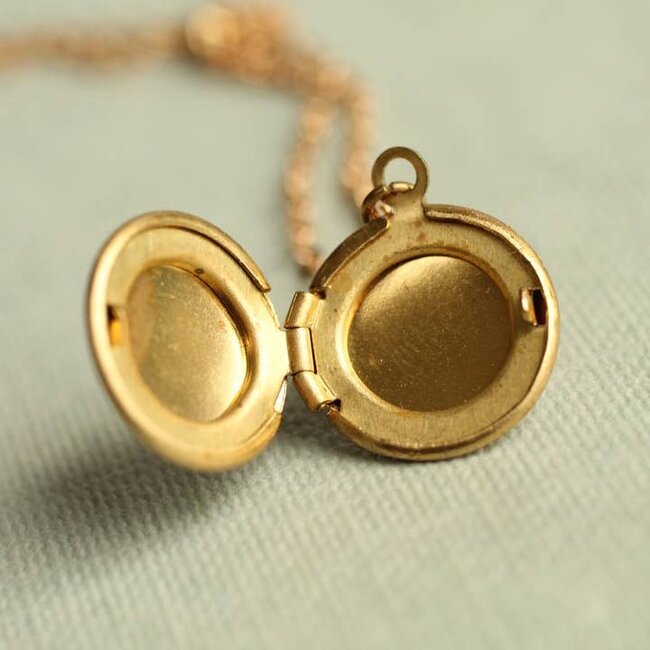 Silk Purse, Sow's Ear Tiny Brass Round Locket Necklace
