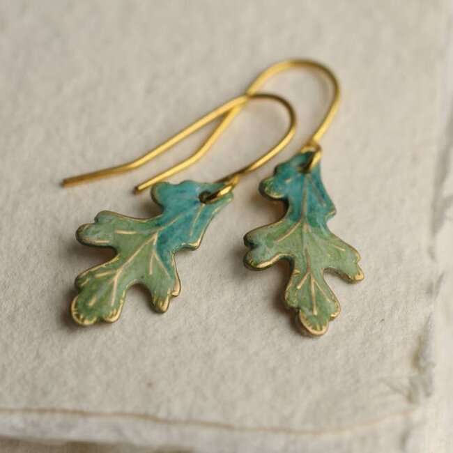 Silk Purse, Sow's Ear Tiny Oak Leaf Earrings