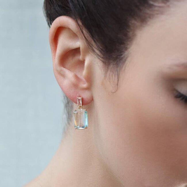 Silk Purse, Sow's Ear Rainbow Baguette Earrings