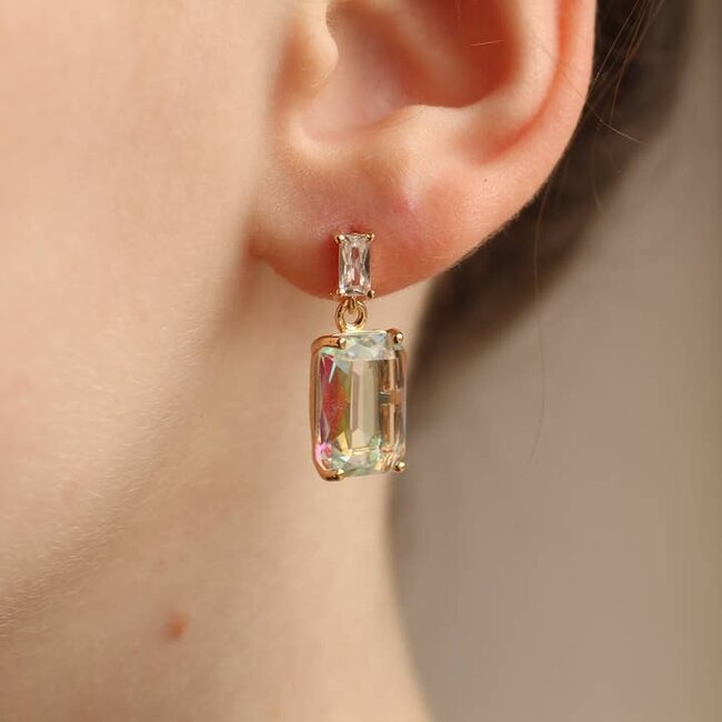 Silk Purse, Sow's Ear Rainbow Baguette Earrings