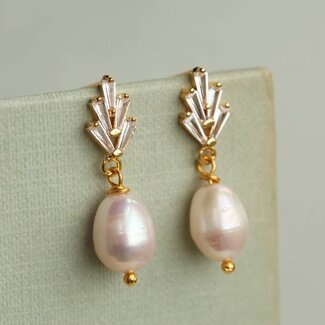 Silk Purse, Sow's Ear Art Deco Freshwater Pearl Earrings Silver