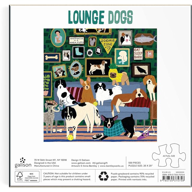 Galison/mudpuppy Lounge Dogs – 500 Piece Puzzle