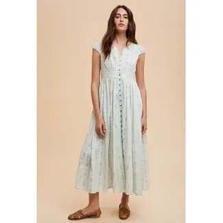 In Loom Cotton Floral Button Down Maxi Dress