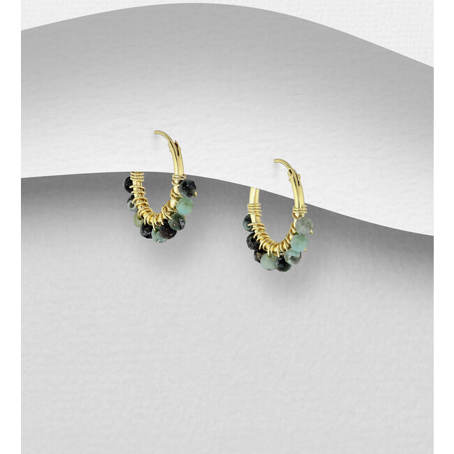 Sterling Gold & Sterling Gemstone Hoops (more colours)