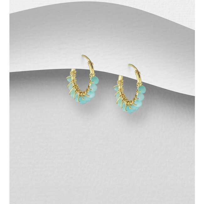 Sterling Gold & Sterling Gemstone Hoops (more colours)