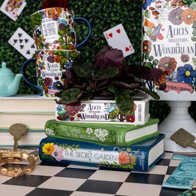 Planter - Stacked Books (Alice/Wind in the Willows/The Secret.)