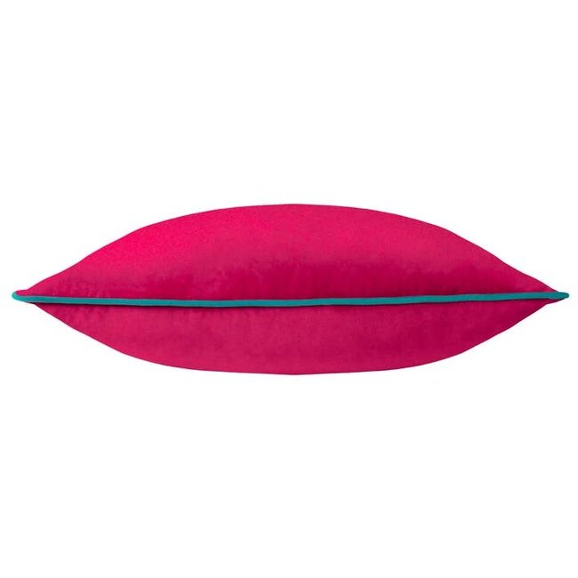 Meridian Velvet Cushion Raspberry/Teal