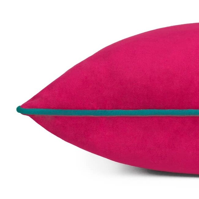Meridian Velvet Cushion Raspberry/Teal