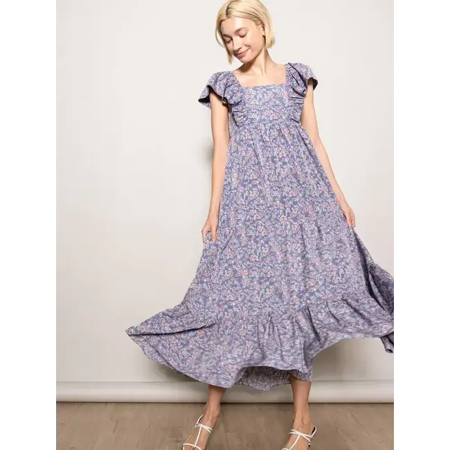 Elloh Maxi Dress with Pockets in Dusty Blue