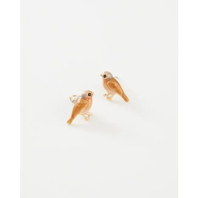 Fable England Fable Enamel Robin Earrings