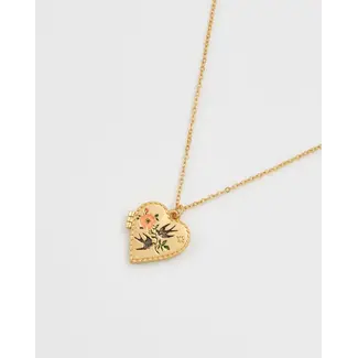 Fable England Fable Swallow Heart Locket Chain Necklace