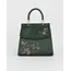 Fable England Fable Robin Love Embroidered Green Satin Tote
