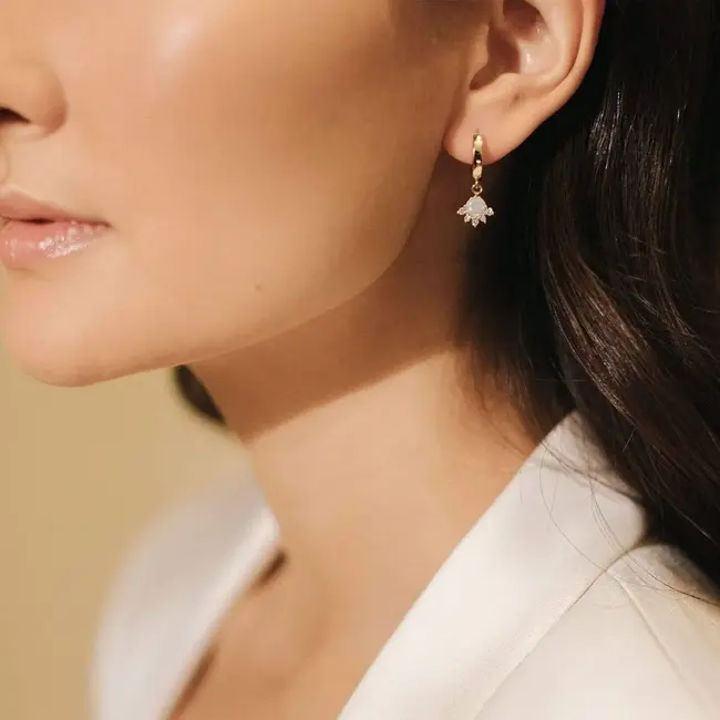 Lover’s Tempo Juno Huggie Hoop Earrings - Gold/Opal