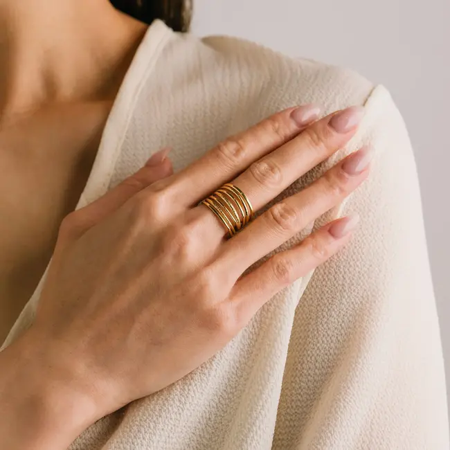 Lover’s Tempo Parallel Ring - Gold - Waterproof - Adjustable