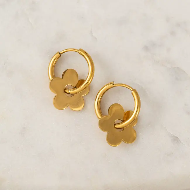 Lover’s Tempo Petal Hoop Earrings - Gold - Waterproof