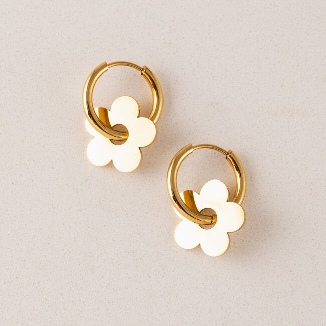 Lover’s Tempo Petal Hoop Earrings - Gold - Waterproof
