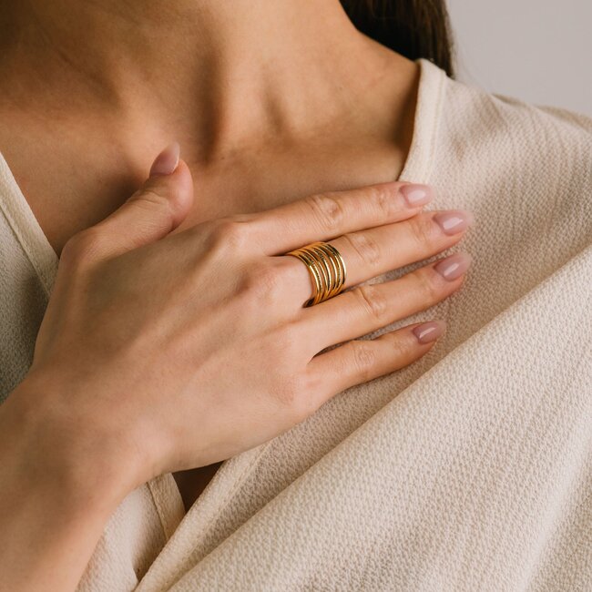 Lover’s Tempo Parallel Ring - Gold - Waterproof - Adjustable