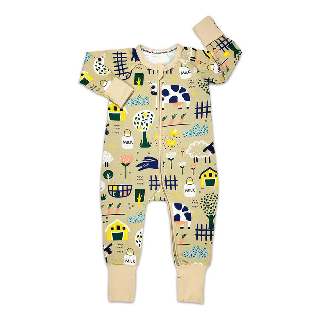 Farm Animals Yellow Baby Pajamas