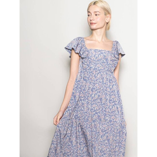 Elloh Maxi Dress with Pockets in Dusty Blue