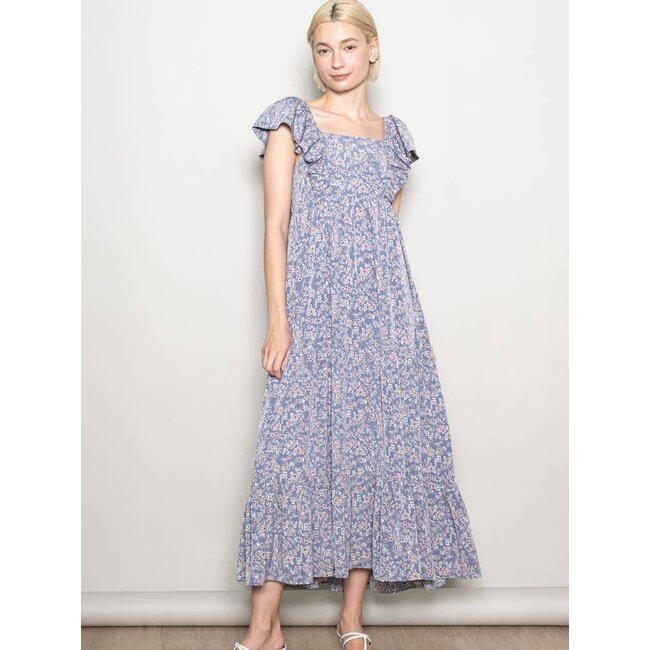 Elloh Maxi Dress with Pockets in Dusty Blue