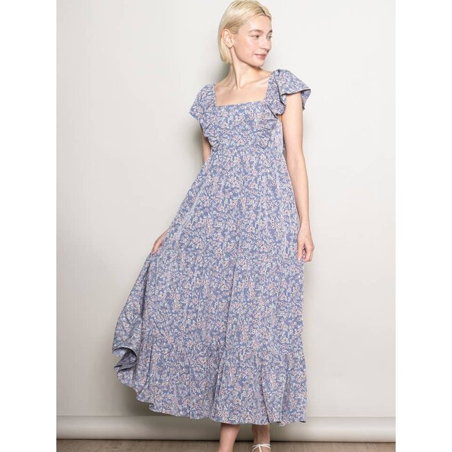 Elloh Maxi Dress with Pockets in Dusty Blue