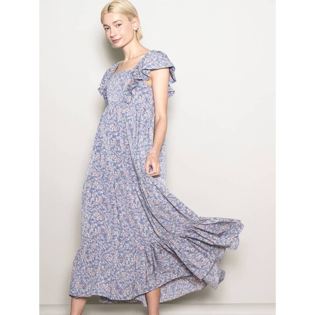 Elloh Maxi Dress with Pockets in Dusty Blue