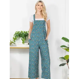 Floral Corduroy Overall in Teal