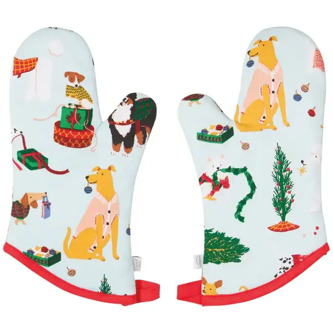 Holiday Hounds Christmas Oven Mitts Set of 2