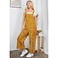 Yellow Floral Print Corduroy Overall