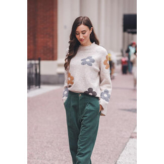 Papillon Daisy Flower Knit Pullover