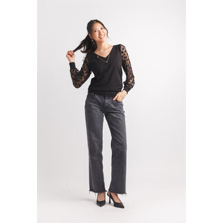 Papillon V Neck Sweater With Polka Dot