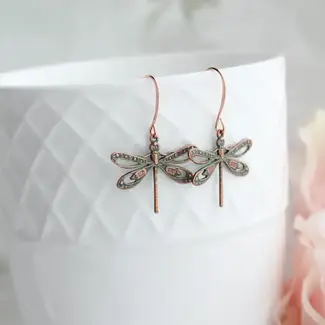 A Pocket of Posies Dragonfly Earrings - Mint Patina