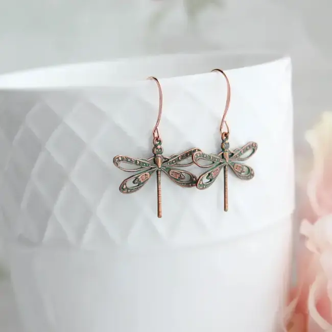 A Pocket of Posies Dragonfly Earrings - Mint Patina