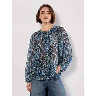 Apricot Feather Patchwork Chiffon Top
