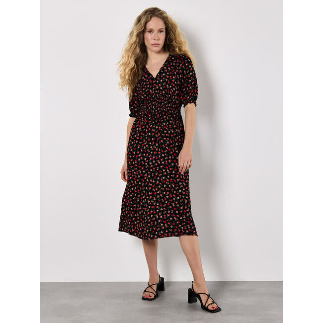 Apricot Ditsy Smocked Waist Tea Dress (More Colours)