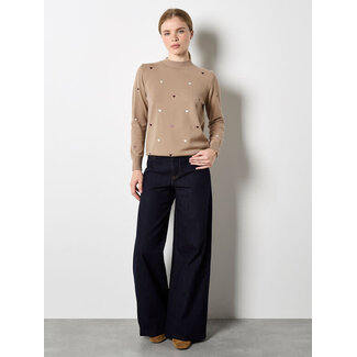 Apricot Embroidered Heart Fine Knit Mock n Jumper (More Colours)