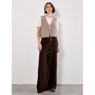 Apricot Scallop Edge Waffle Knit 2 Tie Top